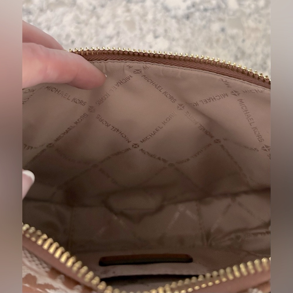 Michael Kors Dover Small Half Moon Signature Leather/Canvas Crossbody - Picture 5 of 8